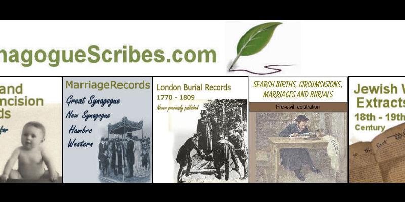 Logo and types of records found on Synagogue Scribe